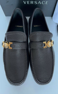 NIB 850 $ VERSACE Herren-Fahrerschuhe aus braunem Leder 7 US (40 Euro) Italien 7087 