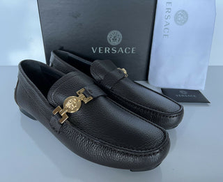 NIB 850 $ VERSACE Herren-Fahrerschuhe aus braunem Leder 7 US (40 Euro) Italien 7087 