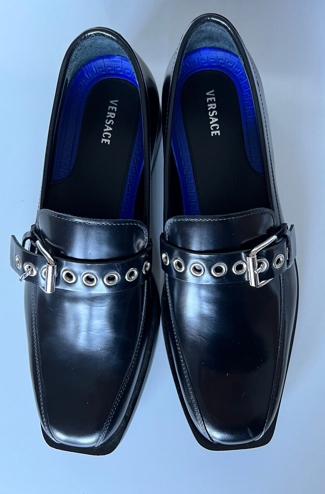 NIB $995 VERSACE Men's Black Leather Dress Shoes 7 US (40 Eu) Italy 8004