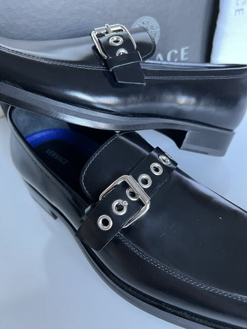 NIB 995 $ VERSACE Herren-Kleiderschuhe aus schwarzem Leder 7 US (40 Eu) Italien 8004 