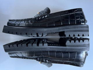 NIB $1095 VERSACE Men's Black Leather Dress Shoes 6.5 US (39.5 Eu) Italy 7547
