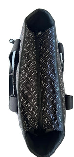 Neue leichte Versace-Tragetasche aus Nylon in Schwarz und Weiß mit Logo, hergestellt in Italien, DFB8121