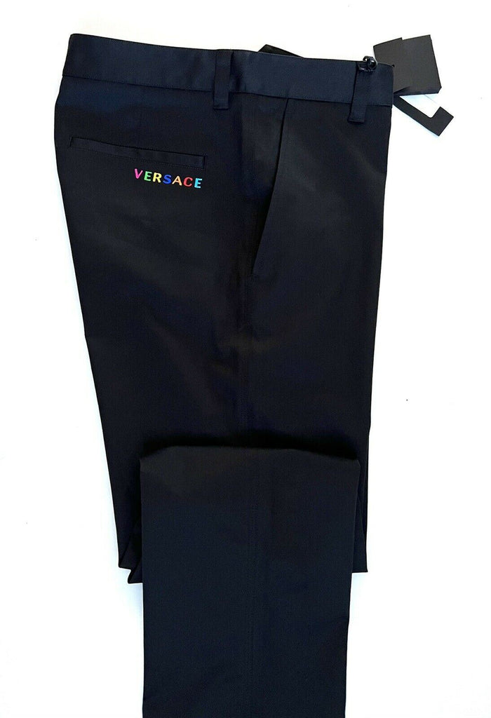 Neu mit Etikett: 650 $ Versace Herren-Hose in Schwarz, 38 US (54 Euro), hergestellt in Italien A84004