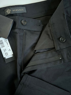 Neu mit Etikett: 650 $ Versace Herren-Hose in Schwarz, 38 US (54 Euro), hergestellt in Italien A84004