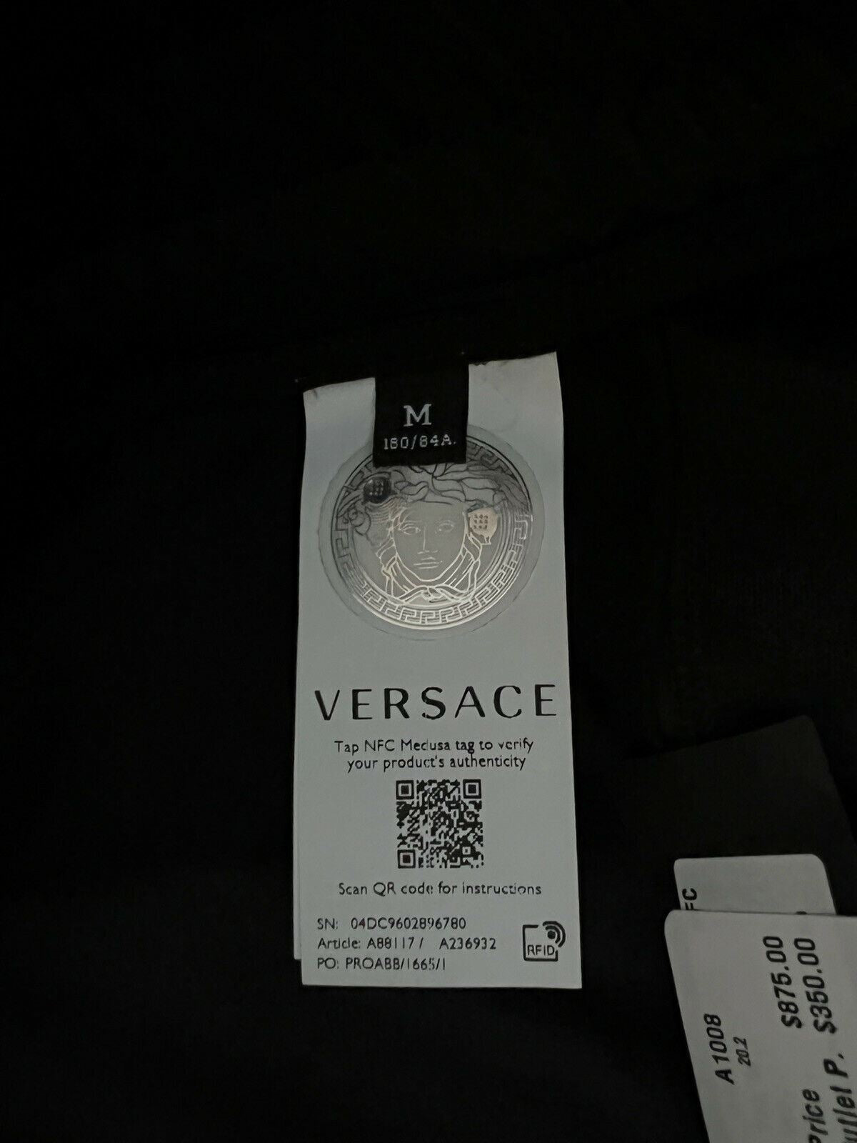NWT $875 Versace Мужские черные брюки для спортивной одежды индивидуального кроя M Сделано в Италии A88117