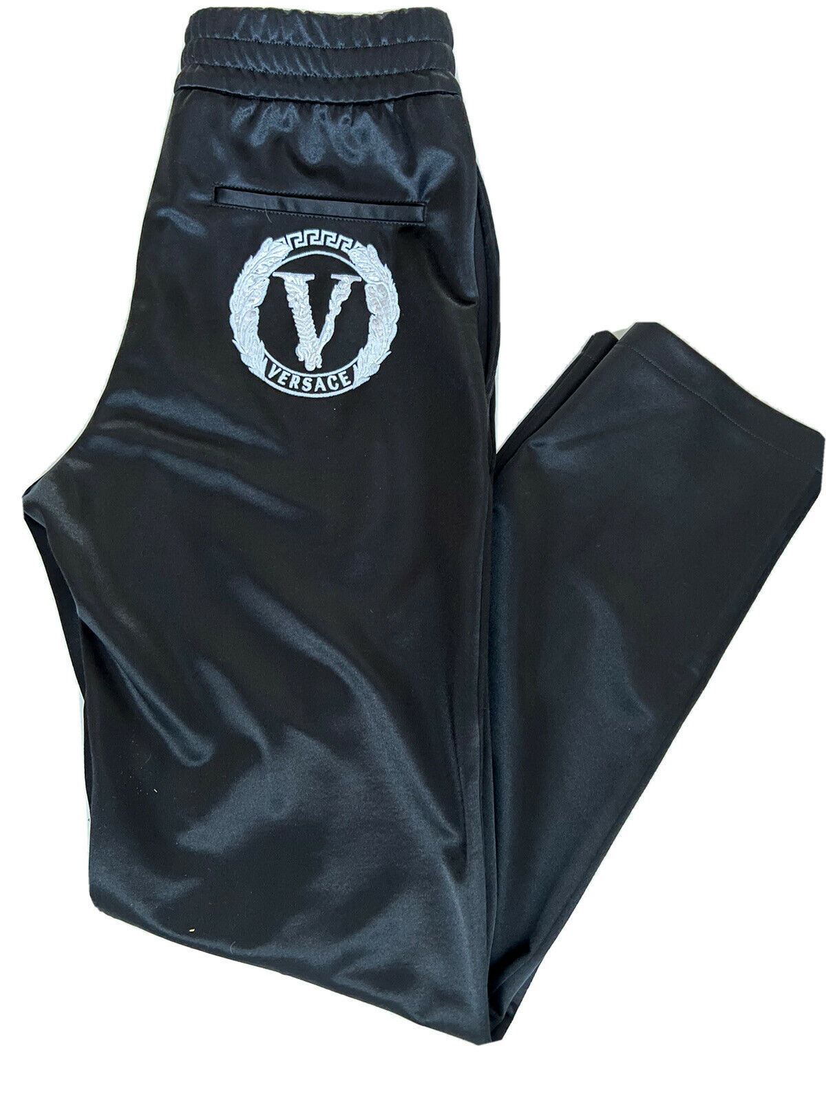 NWT $875 Versace Мужские черные брюки для спортивной одежды индивидуального кроя L, сделано в Италии, A88117