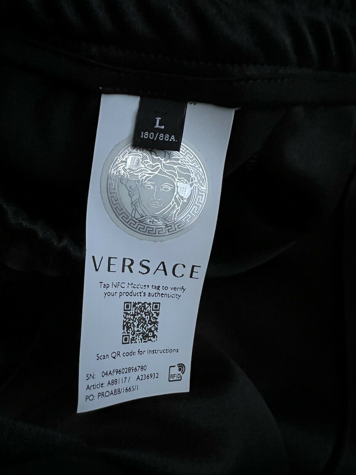 NWT $875 Versace Men's Black Tailor Fit Activewear Pants L Made in Italy A88117