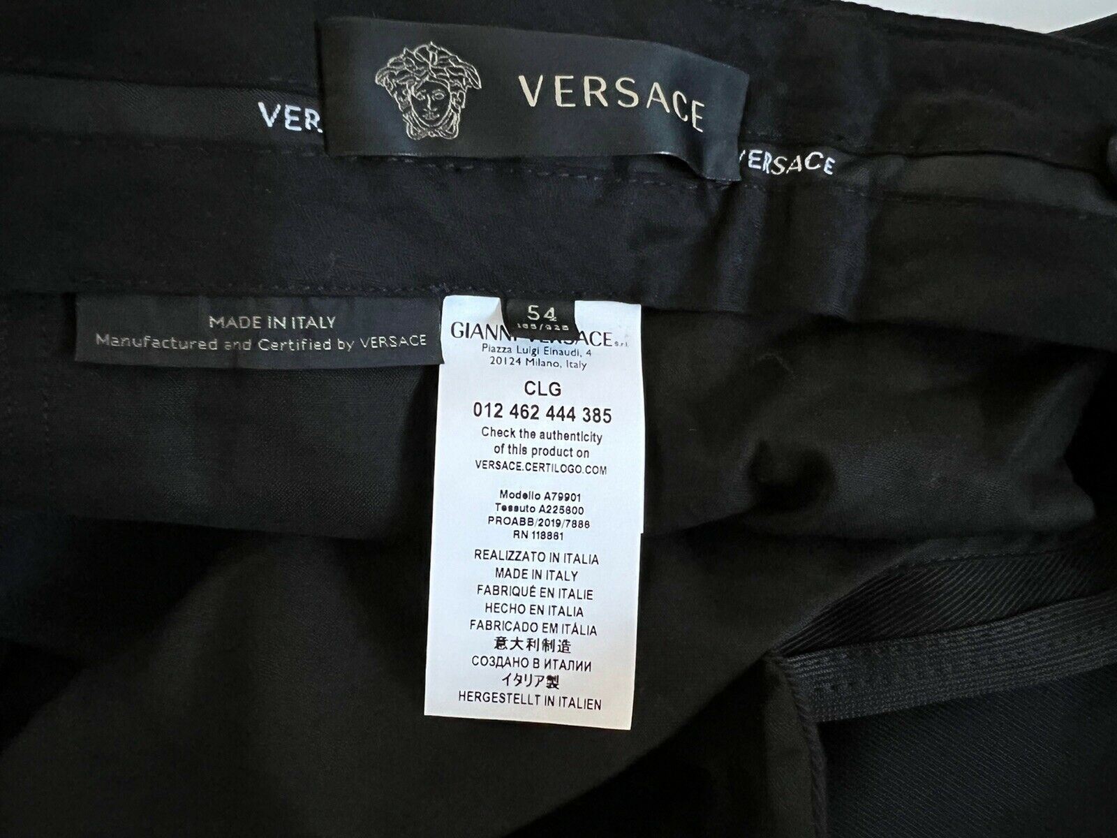 NWT $550 Versace Men's Black Pants 38 US (54 Euro) Made in Italy A7990 ...