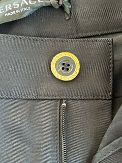 Neu mit Etikett: 725 $ Versace Palazzo Schwarze Herrenhose 34 US (50 Euro) Hergestellt in Italien 87482