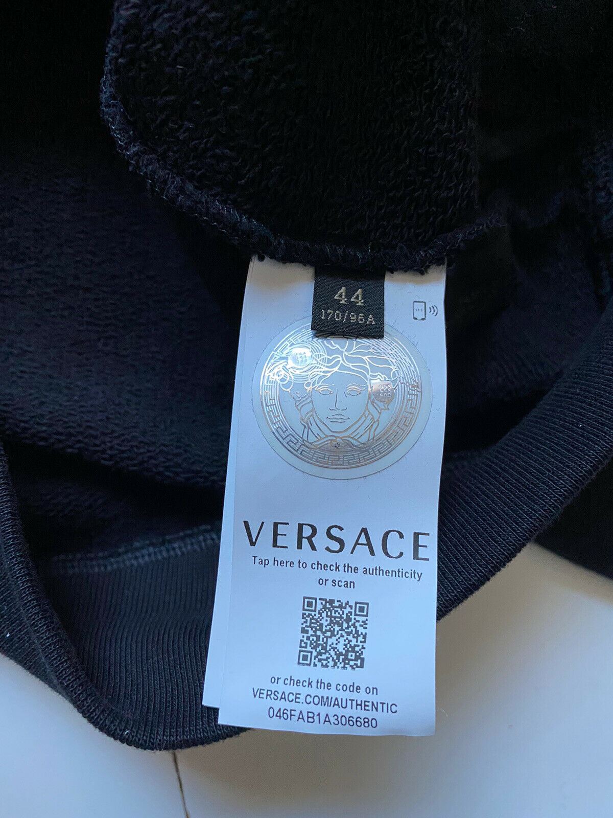NWT $1200 Versace Womens Black Hoodie Sweater 8 US (44 Euro) Made in Italy 86812