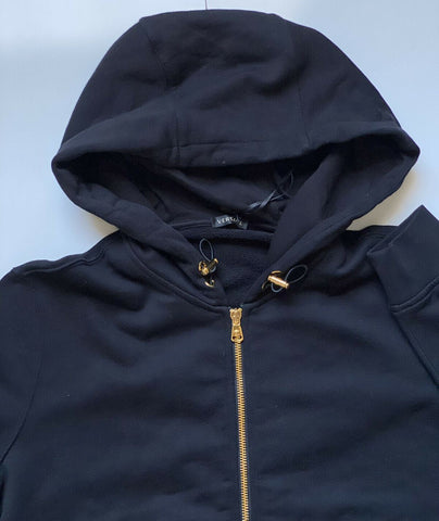 NWT $1200 Versace Womens Black Hoodie Sweater 8 US (44 Euro) Made in Italy 86812