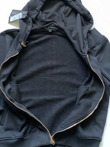 NWT $1200 Versace Womens Black Hoodie Sweater 8 US (44 Euro) Made in Italy 86812