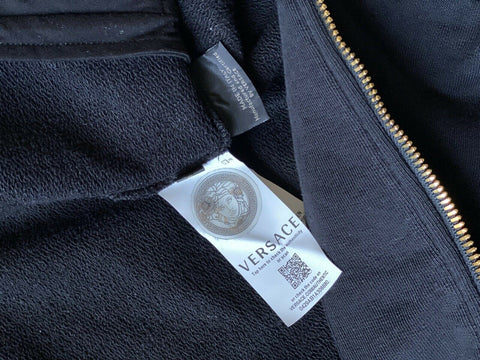 NWT $1200 Versace Womens Black Hoodie Sweater 8 US (44 Euro) Made in Italy 86812