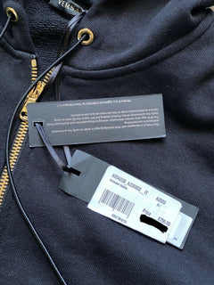 Neu mit Etikett: 750 $ Versace Damen-Kapuzenpullover mit Medusa-Logo in Schwarz, 8 US (44 Euro) IT 85403
