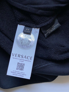 Neu mit Etikett: 750 $ Versace Damen-Kapuzenpullover mit Medusa-Logo in Schwarz, 8 US (44 Euro) IT 85403