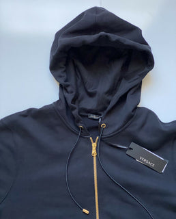 NWT 750 $ Versace Damen-Kapuzenpullover mit Medusa-Logo in Schwarz, 10 US (46 Euro) 85403