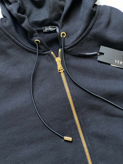 NWT 750 $ Versace Damen-Kapuzenpullover mit Medusa-Logo in Schwarz, 10 US (46 Euro) 85403