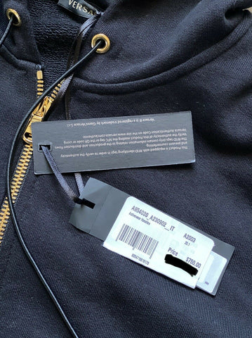 NWT $750 Versace Womens Black Medusa Logo Hoodie Sweater 10 US (46 Euro) 85403