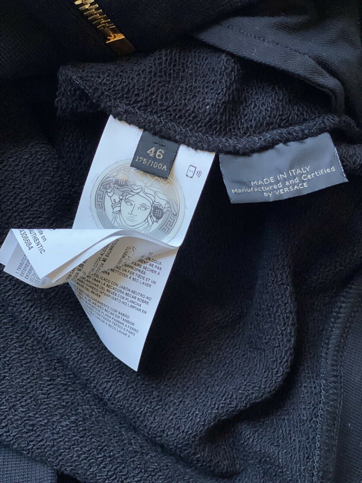 NWT $750 Versace Womens Black Medusa Logo Hoodie Sweater 10 US (46 Euro) 85403