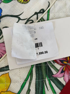 Neu mit Etikett: 2.890 $ GUCCI Kleid im Kaftan-Stil aus Leinen mit Blumendruck GRÖSSE 38 EU Hergestellt in Italien