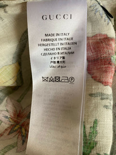 Neu mit Etikett: 2.890 $ GUCCI Kleid im Kaftan-Stil aus Leinen mit Blumendruck GRÖSSE 38 EU Hergestellt in Italien