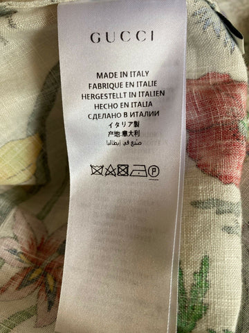 NWT $2,890 GUCCI Floral Print Linen  Kaftan Style Dress SIZE 38 Eu Made in Italy