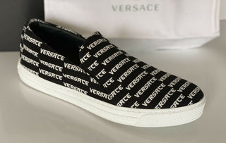 NIB VERSACE Herren-Sneaker aus schwarzem und weißem Nylon, 11 US (44 Eu), hergestellt in Italien 