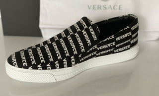 NIB VERSACE Herren-Sneaker aus schwarzem und weißem Nylon, 11 US (44 Eu), hergestellt in Italien 