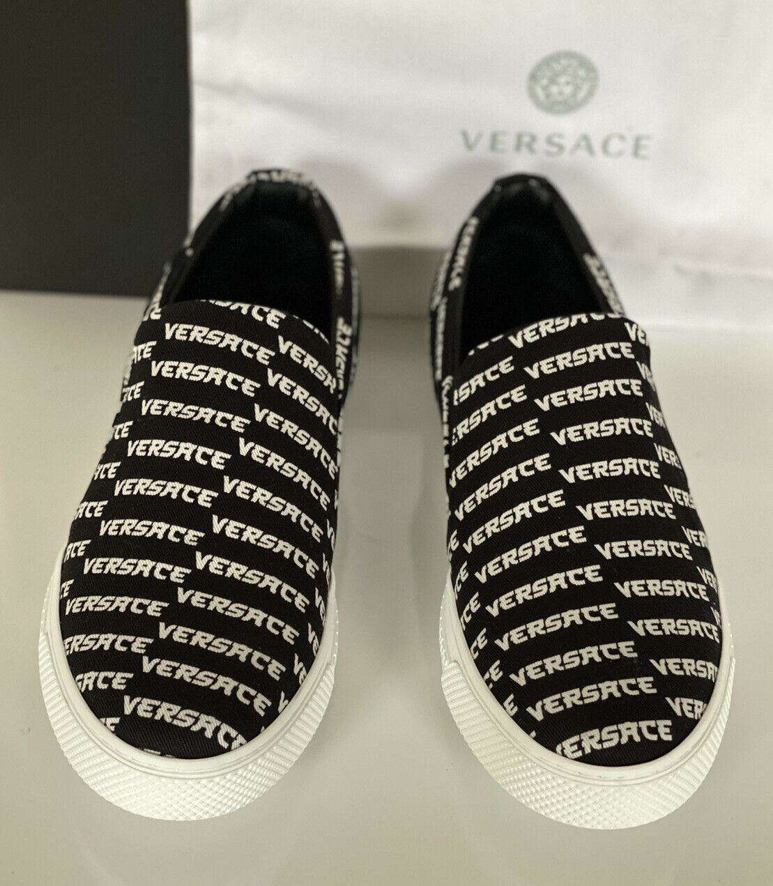 NIB VERSACE Mens Black Nylon Sneakers 12 US (45 Eu) Made in Italy