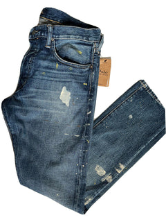 Neu mit Etikett: 168 $ Polo Ralph Lauren The Sullivan Slim Stretch Splatter Blue Jeans 34/32 