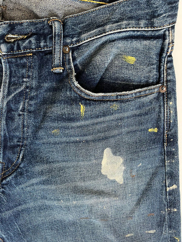 NWT $168 Polo Ralph Lauren The Sullivan Slim Stretch Splatter Blue Jeans 34/32