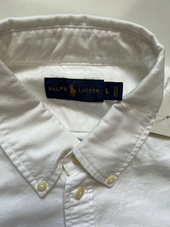 Neu mit Etikett: 85 $ Ralph Lauren Weißes Kurzarmhemd für Herren, Größe L