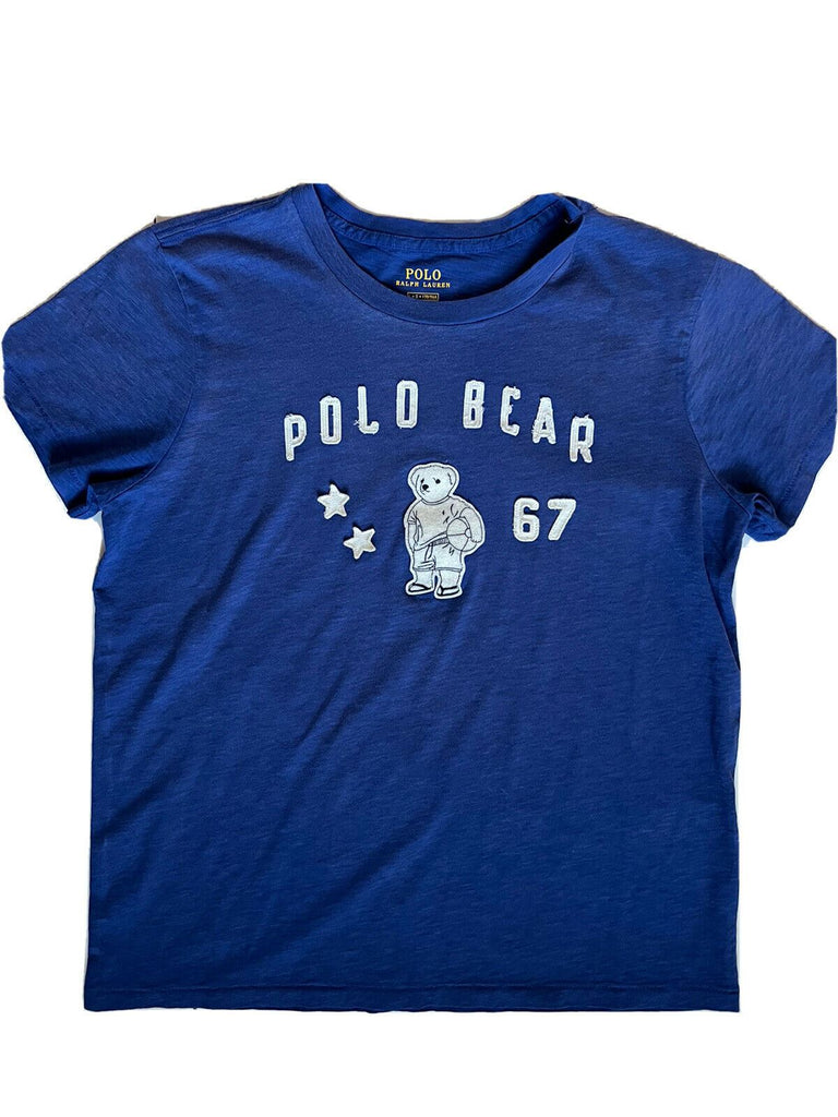 Neu mit Etikett: 98 $ POLO Ralph Lauren Damen-Kurzarm-T-Shirt Royal Navy Large 