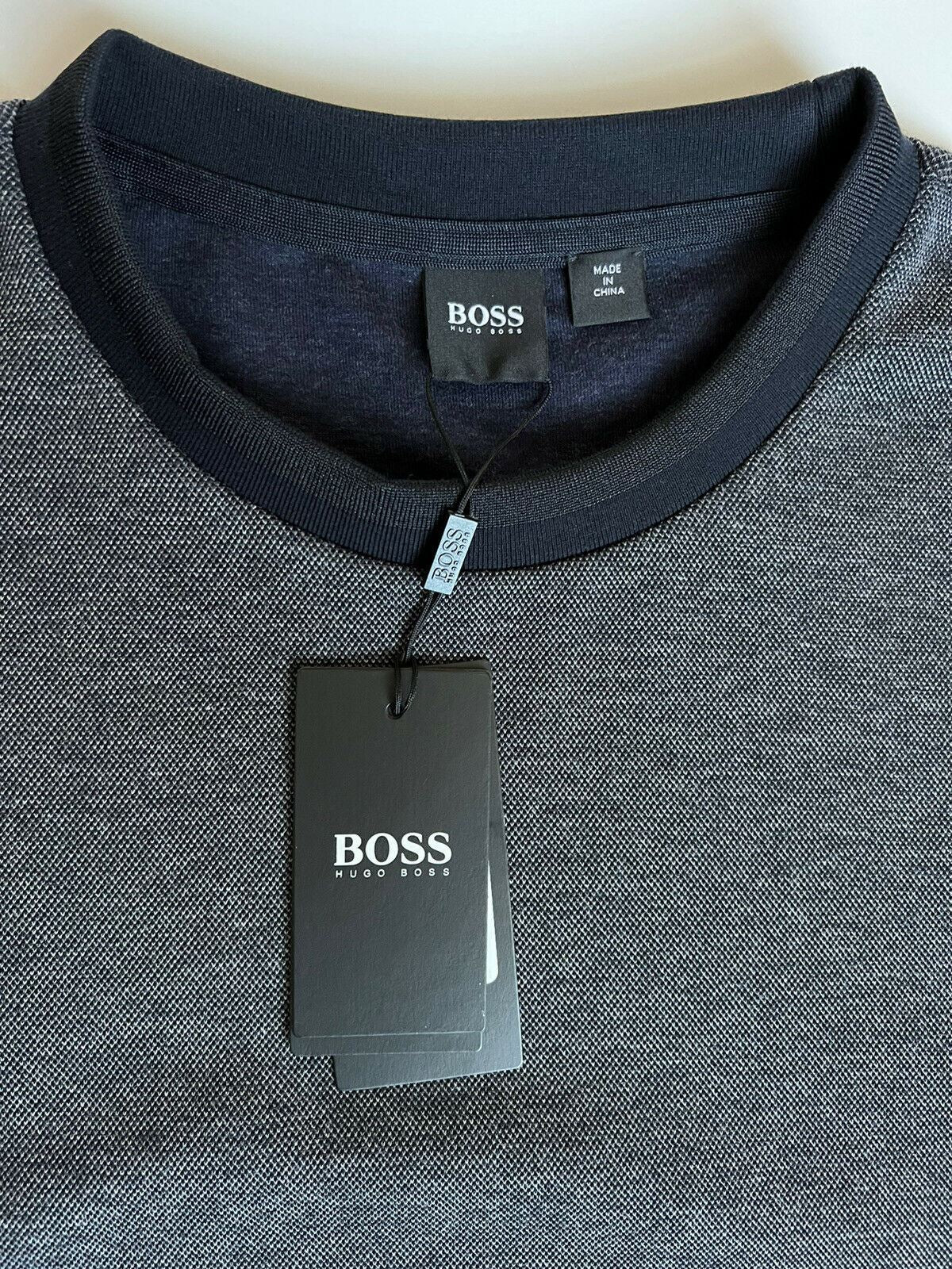 Neu mit Etikett: 158 $ BOSS Hugo Boss Herren-Pullover mit Rundhalsausschnitt, Grau, 2XL