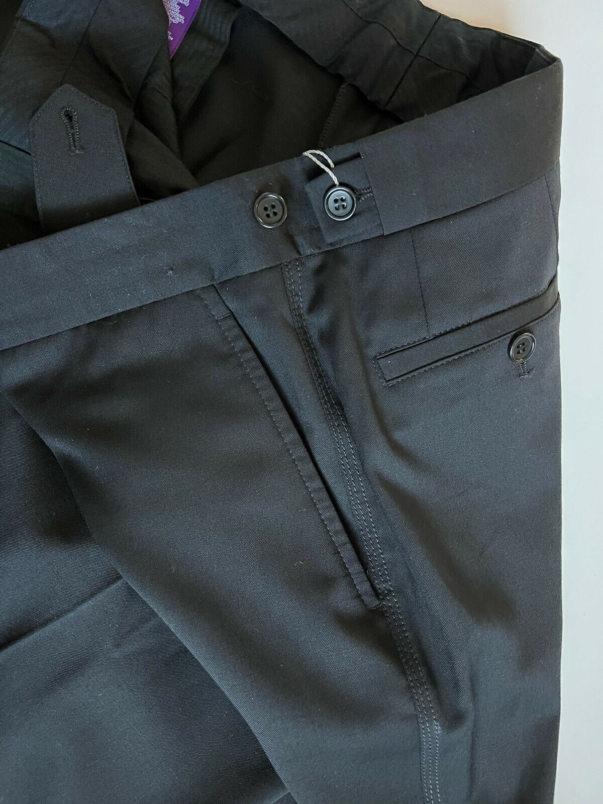 NWT $595 Ralph Lauren Purple Label Men's Silk/Linen Black Dress Pants 38 US IT