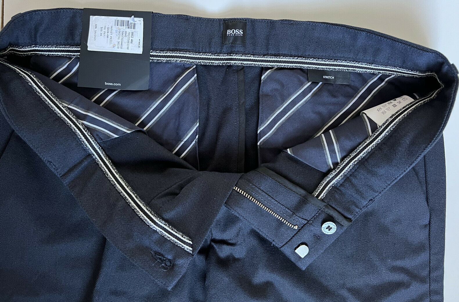 NWT $228 Boss Hugo Boss Kaito1 Stretch Men's Blue Dress Pants 34 US (50 Euro)