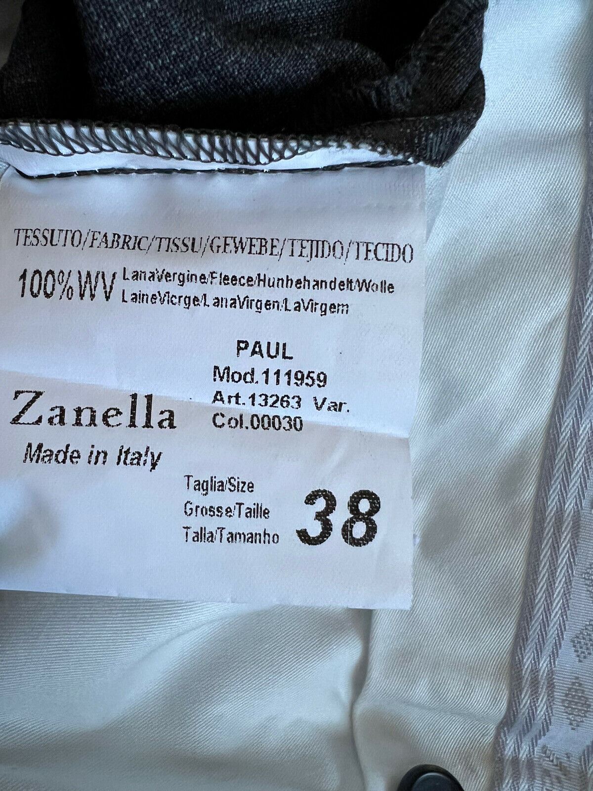 New $375 Zanella Men's Wool Dress Pants Gray 38 US ( 54 Eu ) Made in Italy