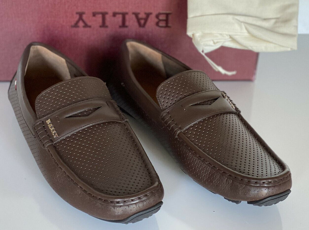 NIB Bally Fahrer-Loafer-Schuhe aus perforiertem Kalbsleder, Kokosnuss 10 EEE US 6231354 