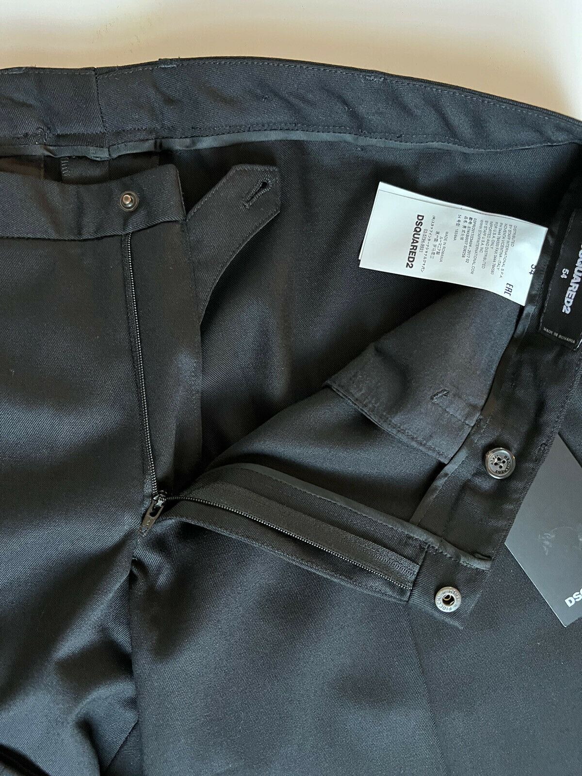 NWT 690 долларов США DSQUARED2 Мужские шерстяные классические брюки черного цвета, размер 38, США (54 евро) 