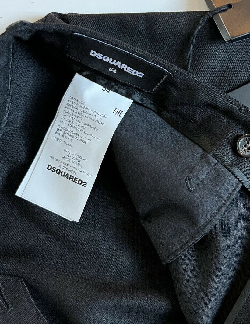 NWT 690 долларов США DSQUARED2 Мужские шерстяные классические брюки черного цвета, размер 38, США (54 евро) 