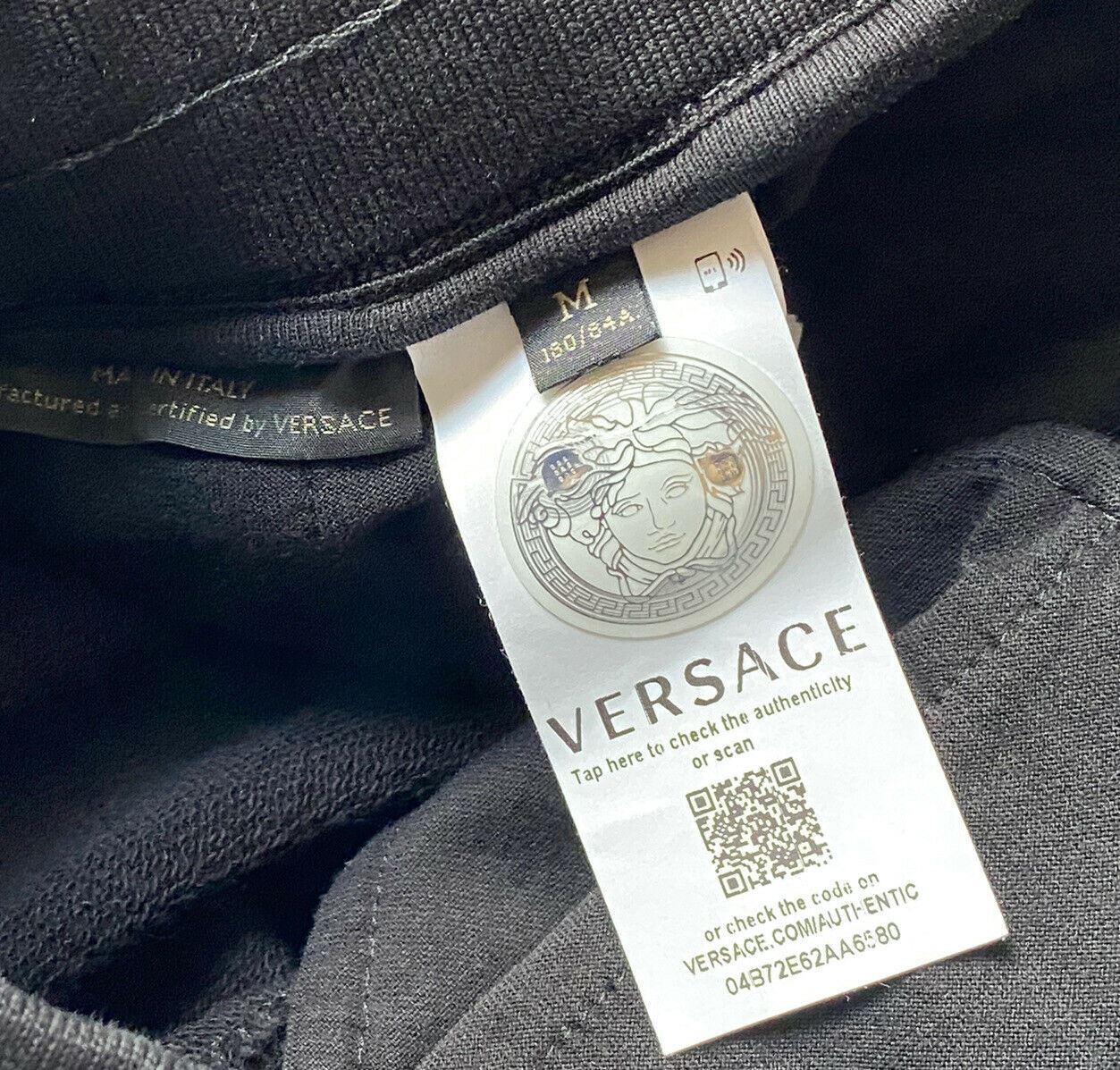 NWT $895 Versace Men's Medusa Logo Tailored Fit Black Activewear Pants M A86025