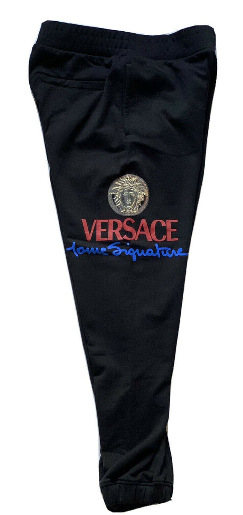 NWT $895 Versace Men's Medusa Logo Tailored Fit Black Activewear Pants L A86025