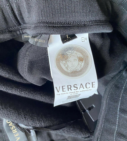 NWT $895 Versace Men's Medusa Logo Tailored Fit Black Activewear Pants L A86025