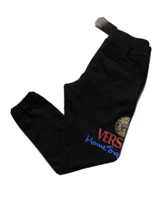 NWT $895 Versace Men's Medusa Logo Tailored Fit Black Activewear Pants L A86025