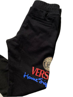 NWT $895 Versace Men's Medusa Logo Tailored Fit Black Activewear Pants L A86025