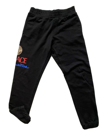 NWT $895 Versace Men's Medusa Logo Tailored Fit Black Activewear Pants L A86025