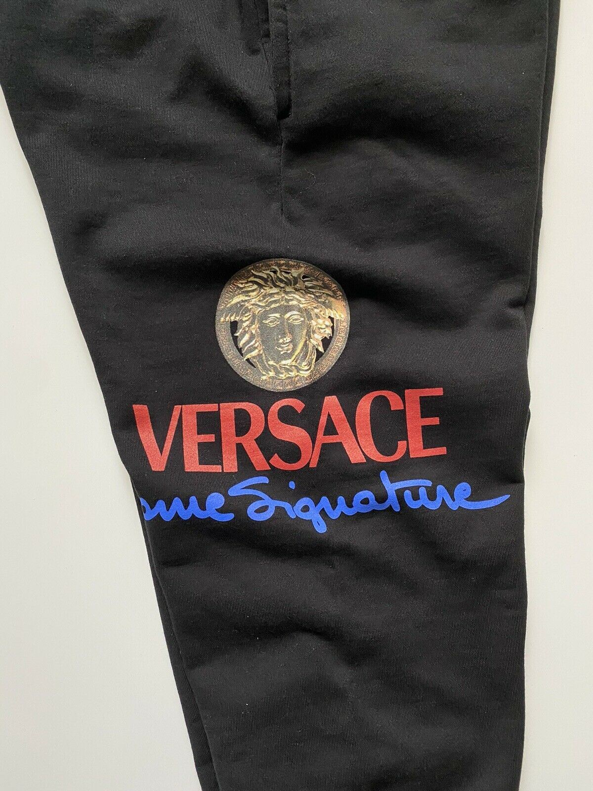 NWT $895 Versace Mens Medusa Logo Tailored Fit Black Activewear Pants 2XL A86025