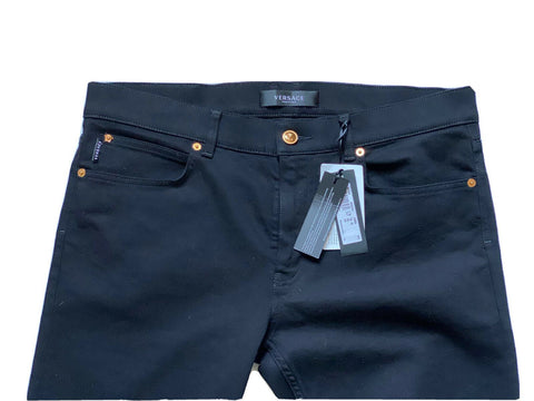 NWT Versace Herren Denim Medusa Logo Schwarze Jeans Größe 36 US (52 Eu) 81832 Italien