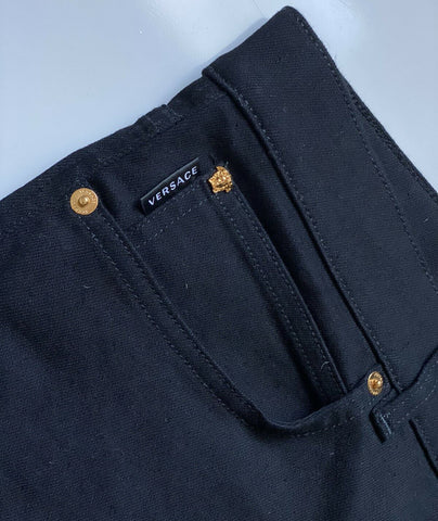 NWT Versace Herren Denim Medusa Logo Schwarze Jeans Größe 36 US (52 Eu) 81832 Italien