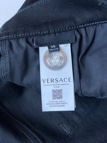 NWT Versace Herren Denim Medusa Logo Schwarze Jeans Größe 36 US (52 Eu) 81832 Italien